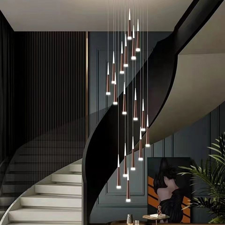 客楼吊灯现代简约复式楼大吊灯C别墅厅灯餐厅梯后现代轻奢餐