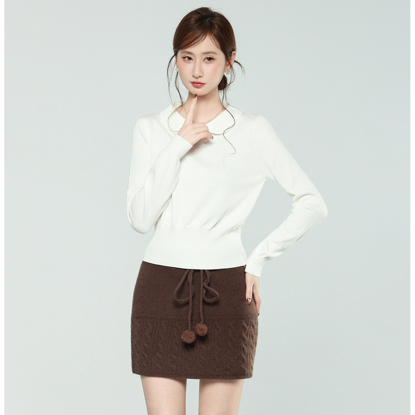 韩系白色娃娃领加厚针织衫打底内搭长袖秋冬新款修身可外穿上衣女,女装/女士精品,毛针织衫,淘宝优惠券,粉丝福利购,淘宝优惠卷