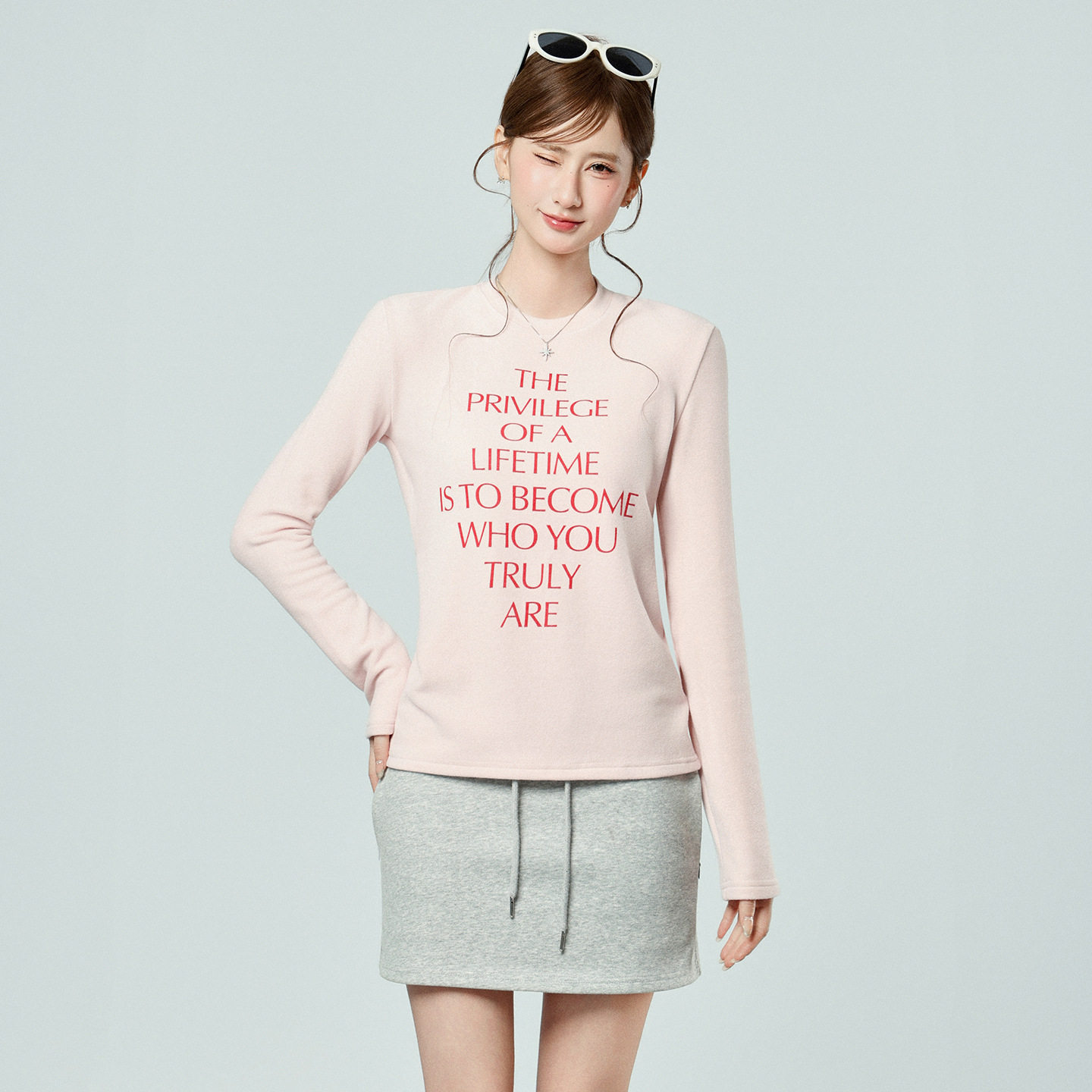 粉色圆领长袖T恤女可外穿秋冬季德绒加厚字母印花内搭打底衫上衣,女装/女士精品,T恤,淘宝优惠券,粉丝福利购,淘宝优惠卷