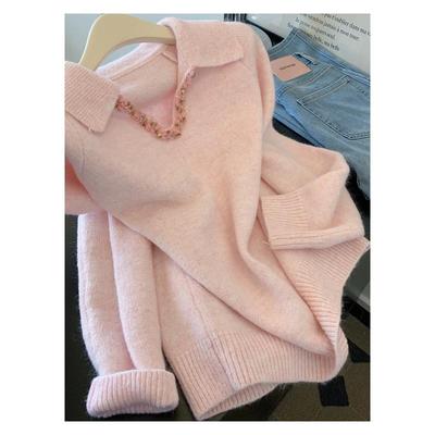 粉色加厚针织衫毛衣女秋