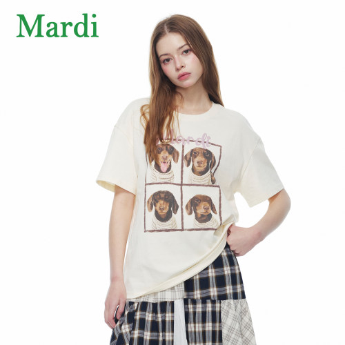 MARDI狗狗印花夏季短袖T恤女