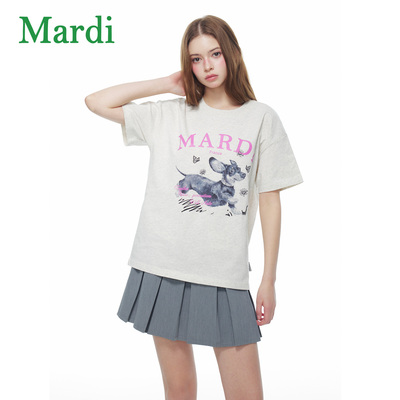 MARDI小狗印花短袖T恤女夏宽松