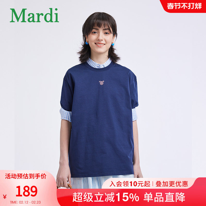 MARDI官方正品经典小雏菊时尚短袖T恤宽松圆领时尚上衣女夏季新