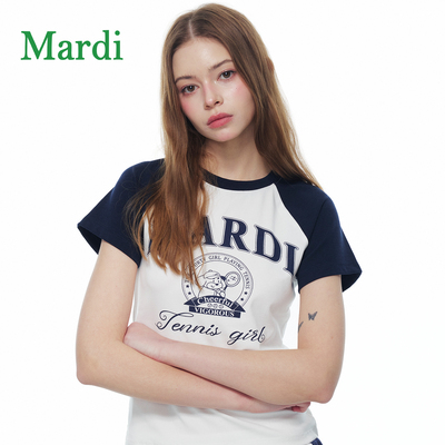 MARDI藤蓝撞色字母短袖T恤女