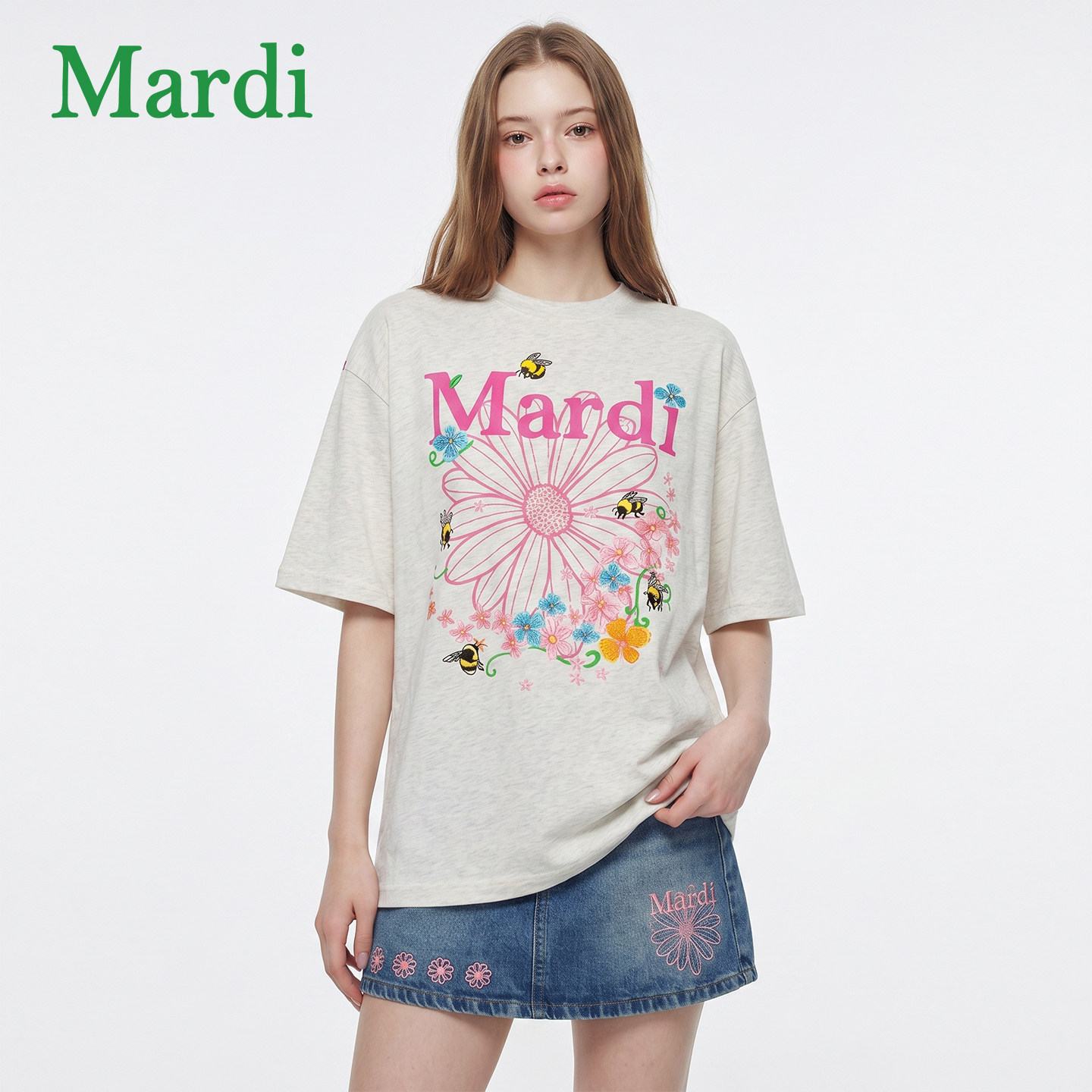 MARDI雏菊短袖宽松T恤女夏季