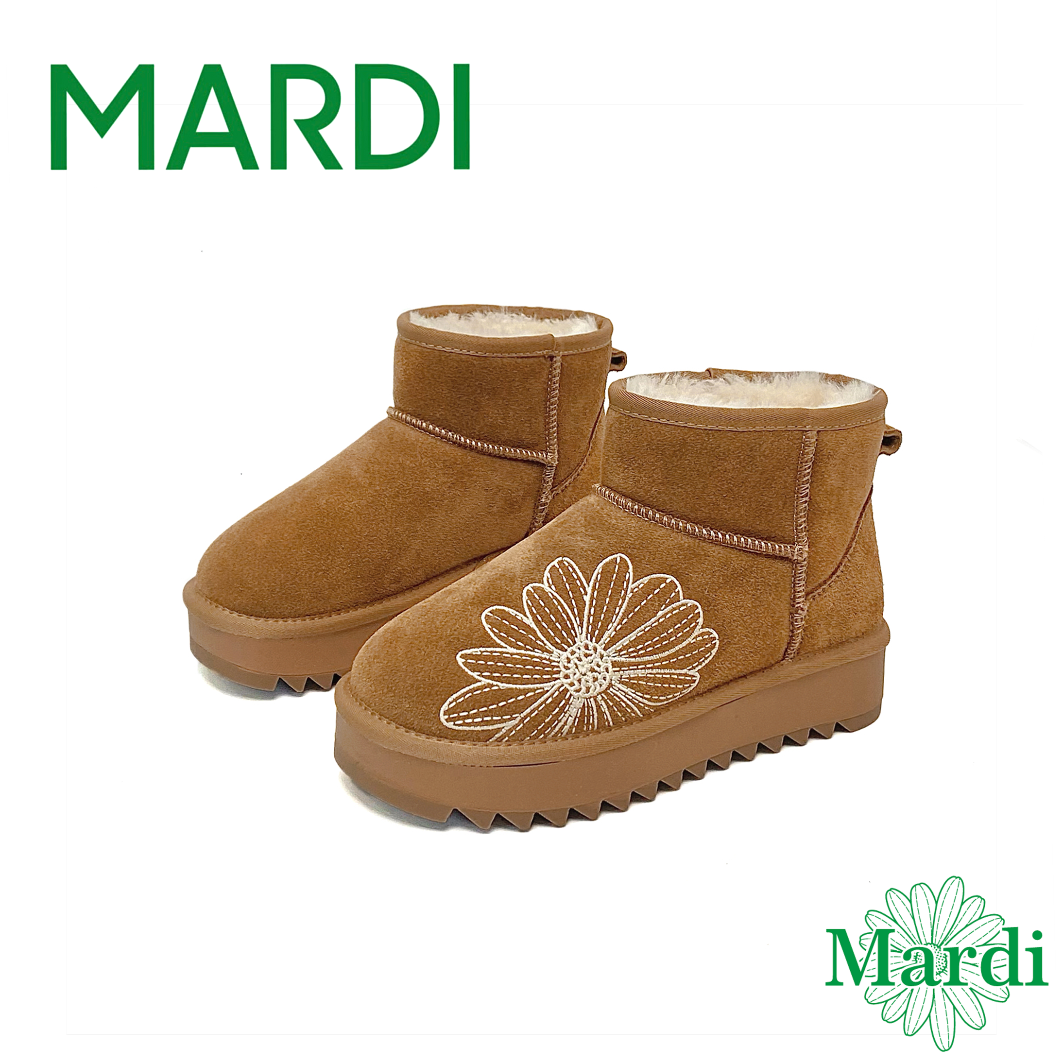 MARDI小雏菊厚底雪地靴女冬季毛绒增高短靴时装靴