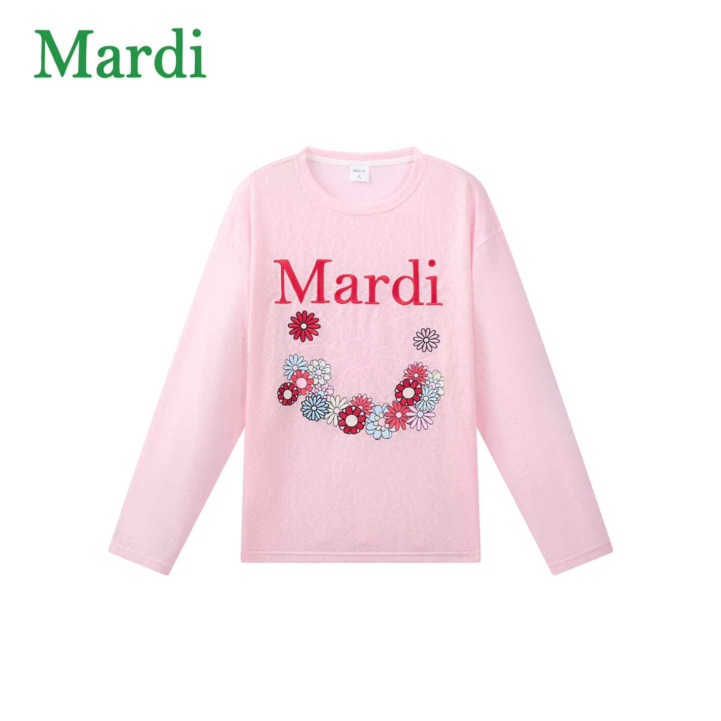 MARDI秋季雏菊粉色长袖T恤女