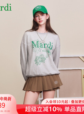 MARDI女装小雏菊印花圆领卫衣宽松休闲百搭2025秋季新款长袖上衣