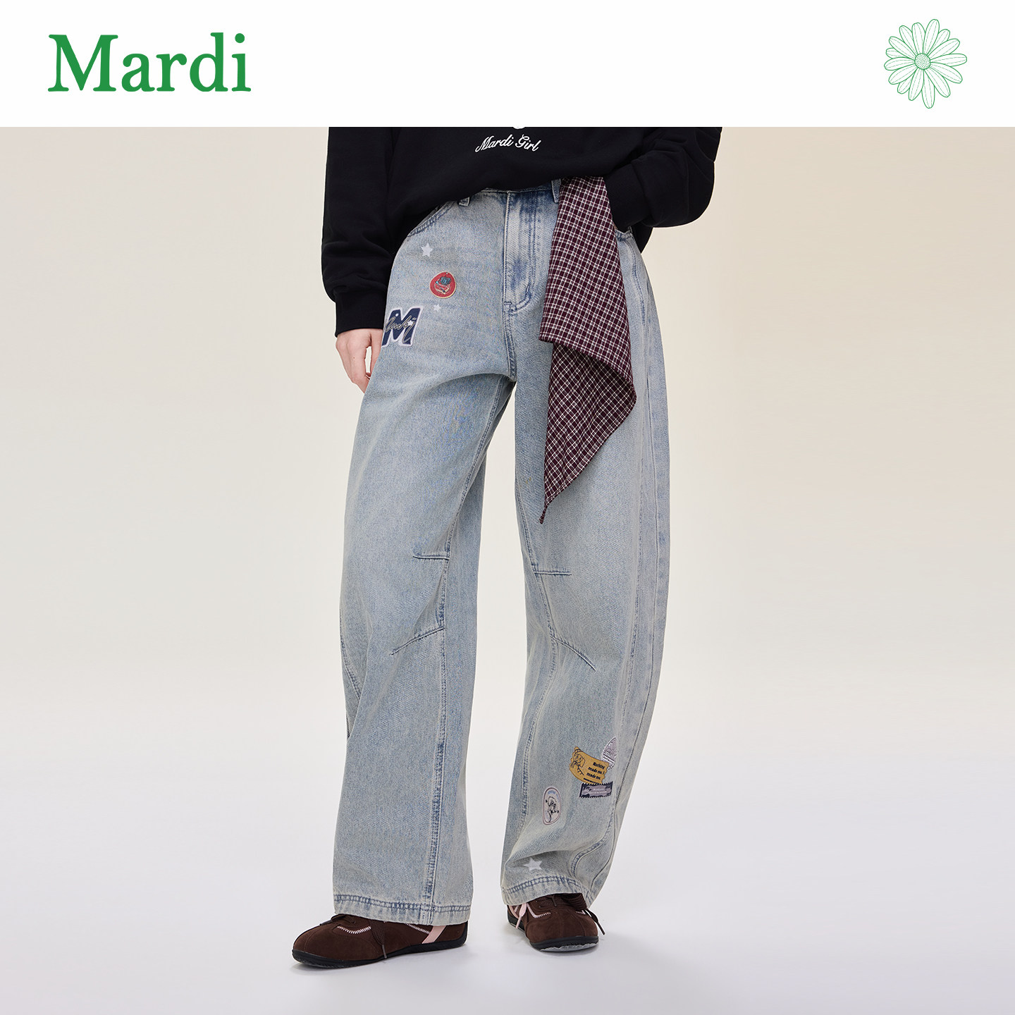 MARDI/玛尔帝26秋季牛仔裤女生宽松休闲百搭水洗新款舒适长裤洋气