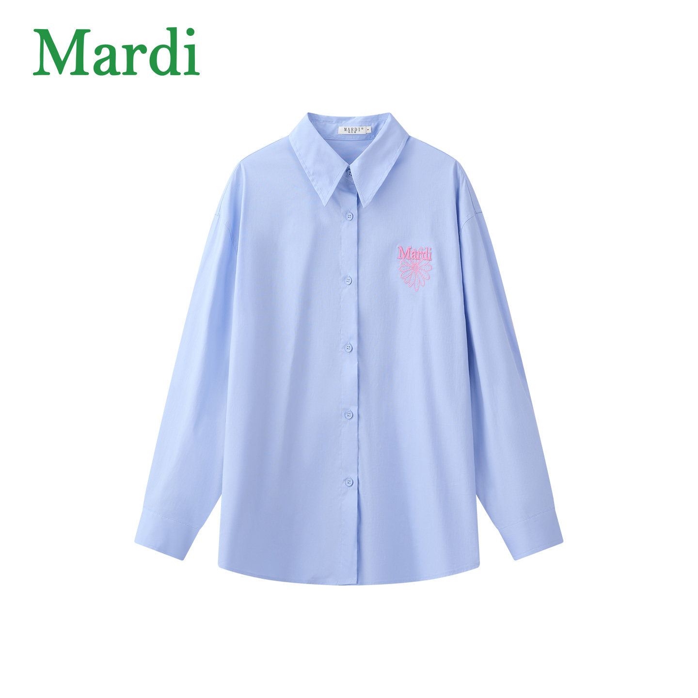 MARDI女款翻领长袖衬衫刺绣2026春季新款休闲百搭时尚宽松上衣