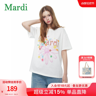 MARDI彩菊印花宽松短袖T恤女