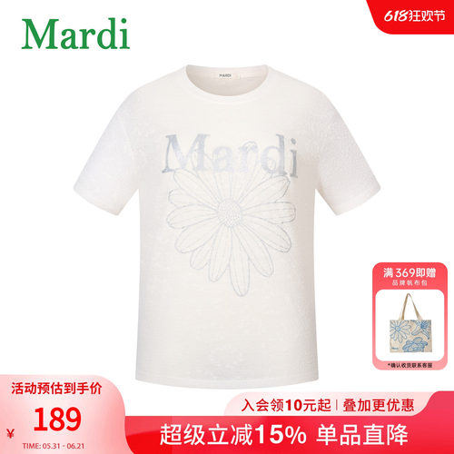 MARDI雏菊字母印花短袖T恤女