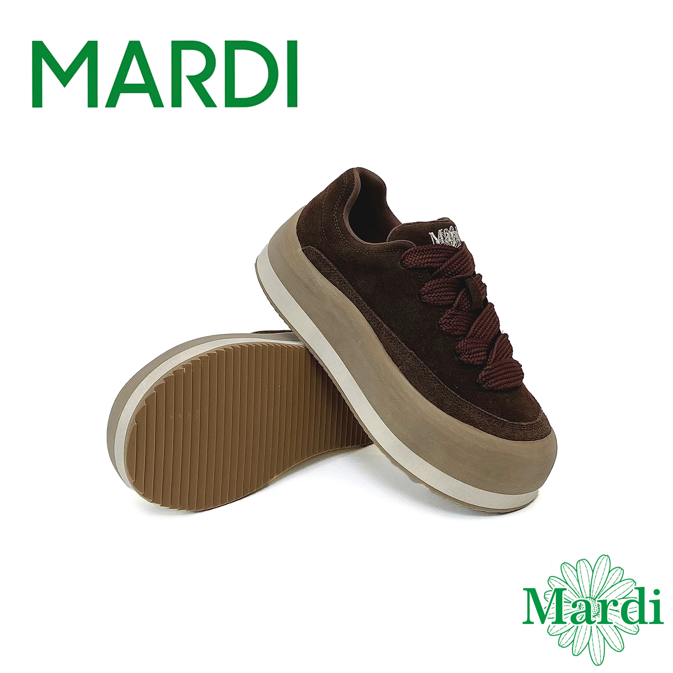 MARDI春季松糕鞋复古运动卡通系带复古厚底增高女鞋休闲鞋