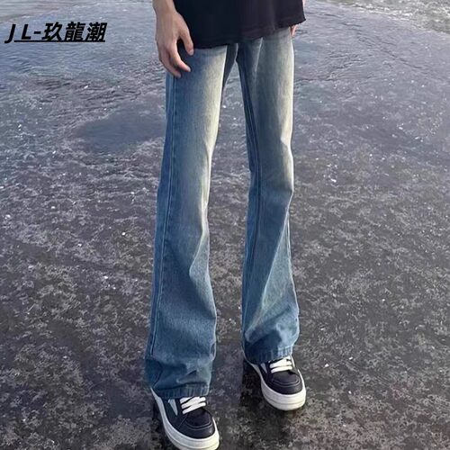 牛仔裤男春秋潮流长裤子男轻奢直筒通勤百搭高弹力纯色时尚牛仔男