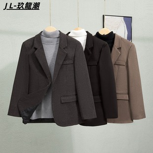 休闲西装外套男秋冬韩版新款高级感宽松商务正装男款加厚毛呢西服