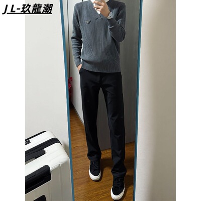 cleanfit黑色直筒牛仔裤男款春秋美式vibe风格裤子中腰窄版长裤男