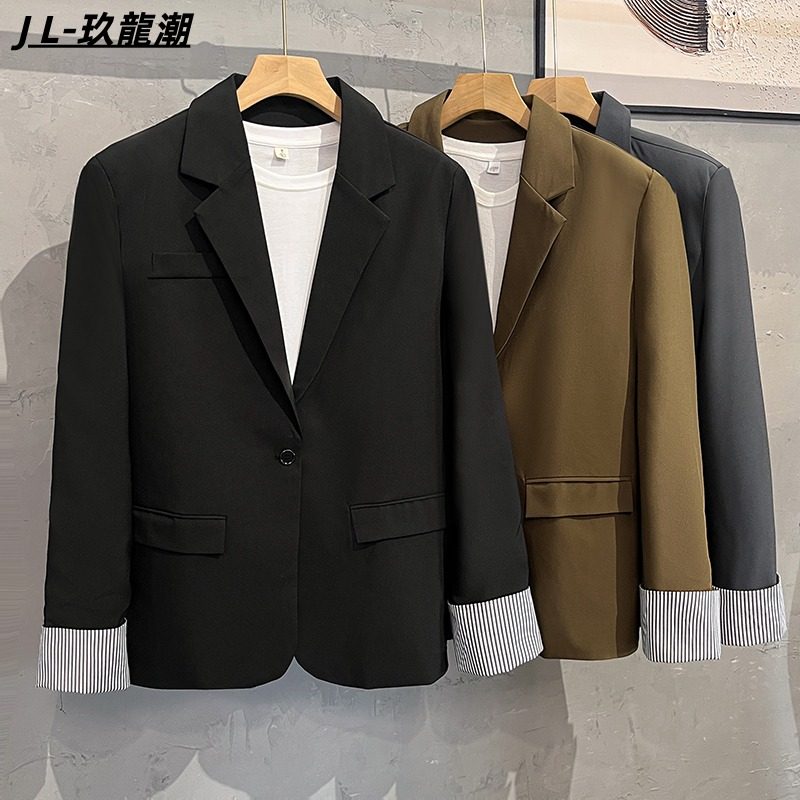 高级垂感百搭西装外套男春秋款韩版潮流百搭英伦风炸街痞帅小西服