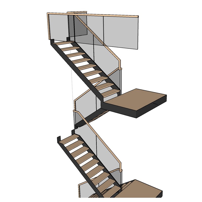 家用钢木楼梯厂家定制玻璃铁艺旋转伸缩别墅阁楼防护栏踏步板扶手