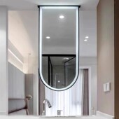 天板悬空吊镜拱门形吊镜吊镜洗手台吊镜悬空镜子卧室发光镜