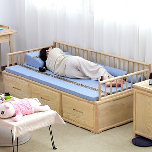 新罗汉床实木推拉沙发床小户型伸缩床客厅现代贵妃榻