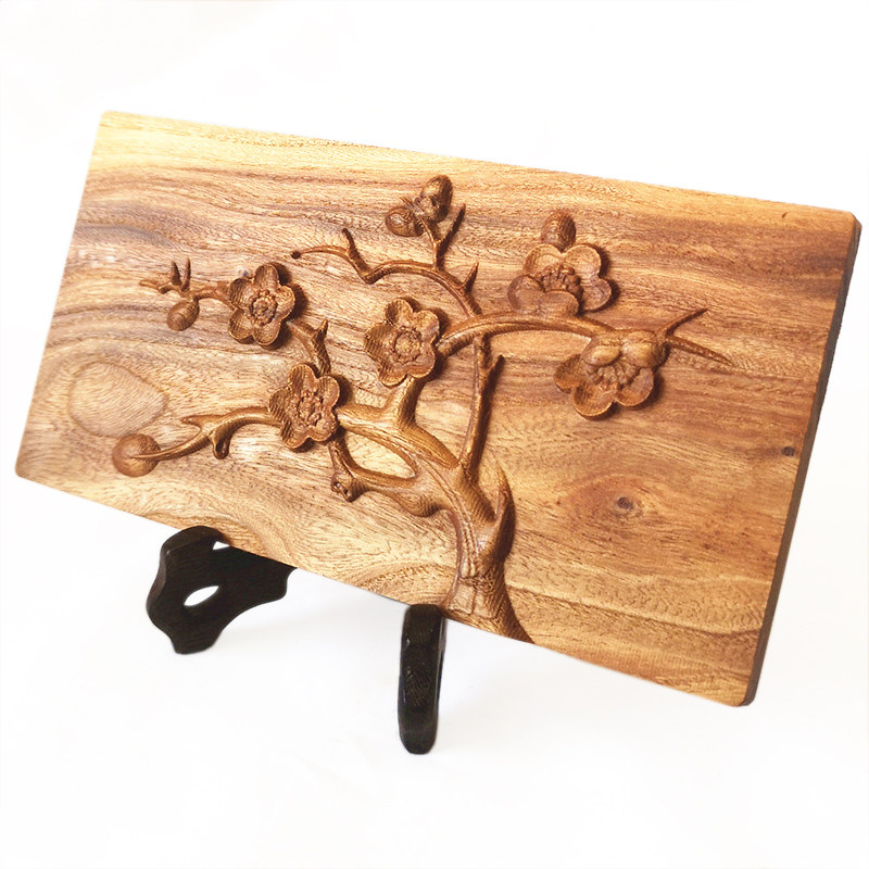 花草竹木雕浮雕花片 家具门板木贴花 桌面装饰摆台壁挂木板画白胚