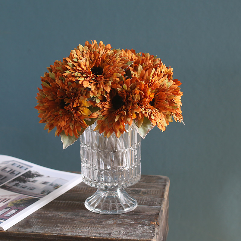 追花【太阳花束】油画多层向日葵假花绢花客厅餐桌花艺秋色手捧花