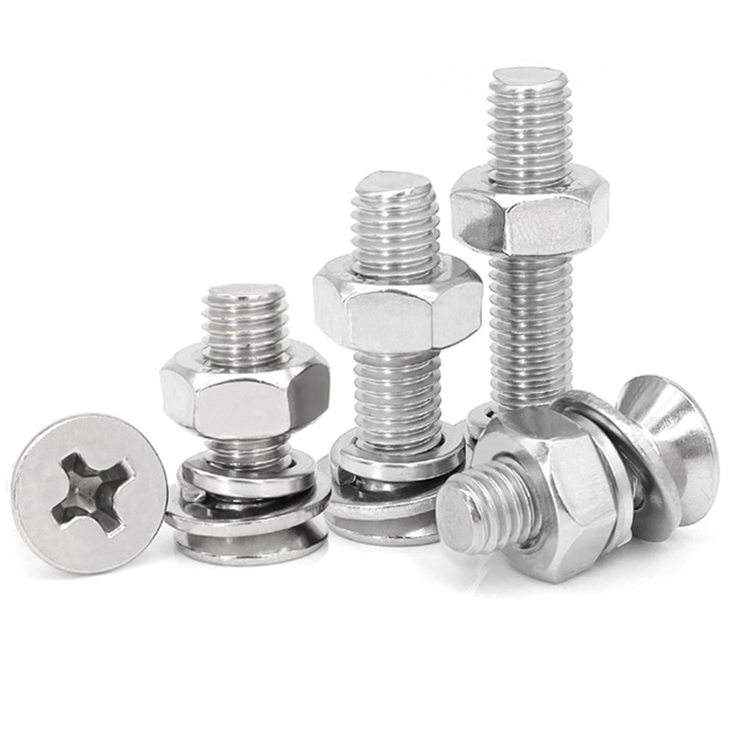 0不锈钢十字沉头螺丝螺母平垫弹垫螺母沉头螺钉四装