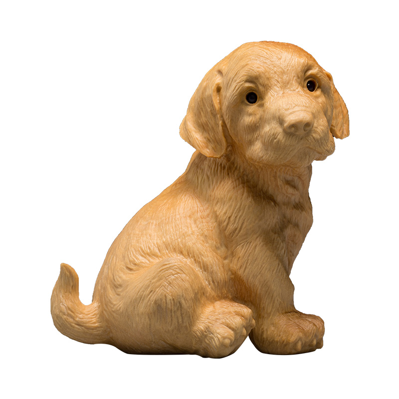黄杨木雕实木动物把玩手把件雕刻工艺品生肖招财狗文玩小旺财