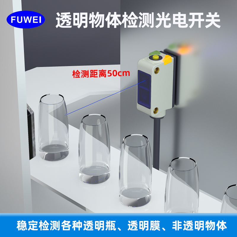 镜面反射光电开关传感器FGNE10玻璃薄膜塑料物体感应器CX-81