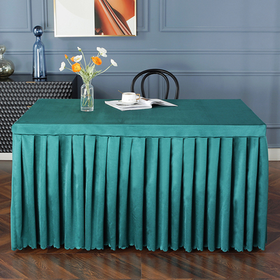 会议桌桌布定制纯色酒店桌布桌裙方形锦丝缎桌罩桌裙办公室展会