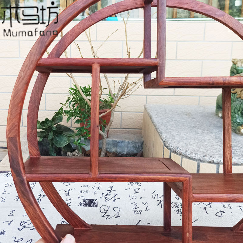 刺猬紫檀小博古架台式实木红木中式古典多宝阁茶壶茶具架子