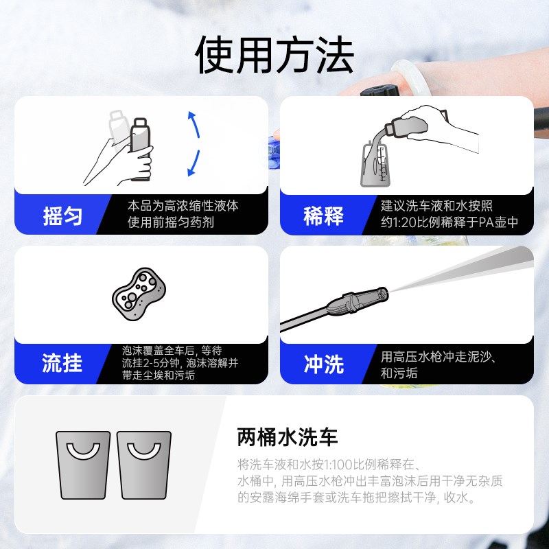 安露暴风雪正洗上光洗车液泡沫洗车水蜡高浓缩PA清洗剂清洁去污