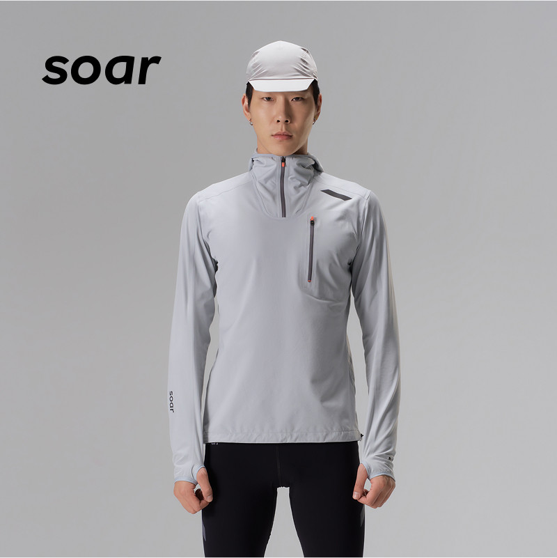 SOAR X RUN训练系列男子专业超轻量防风雨跑步连帽半拉链外套SJ6M