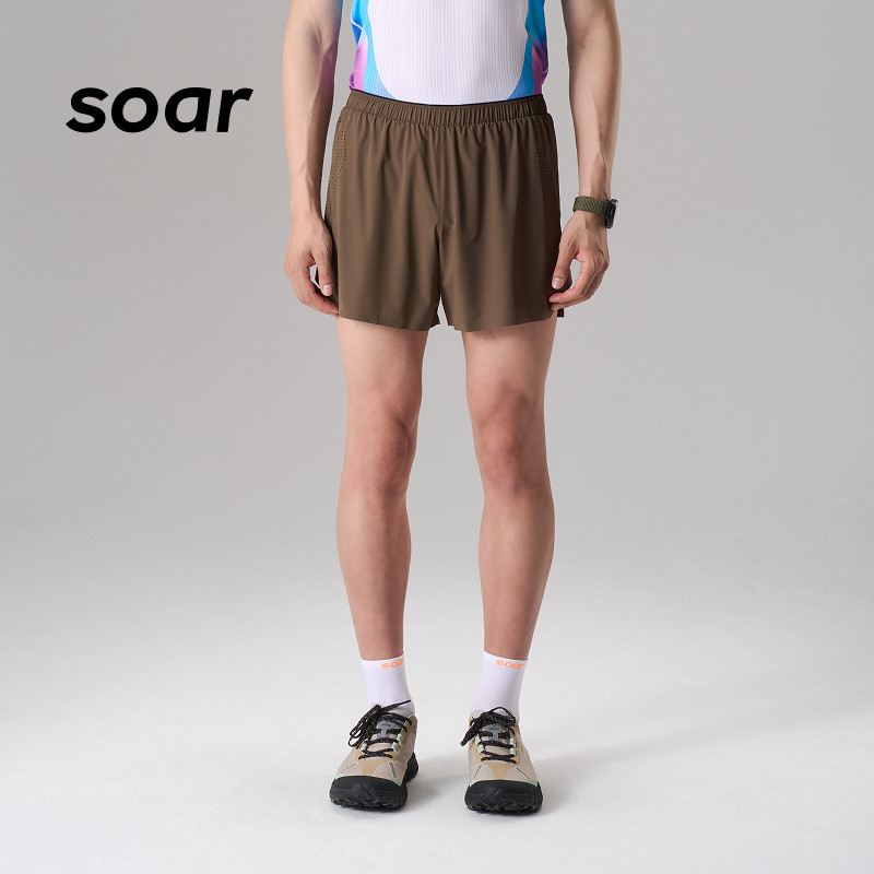 SOAR 男子轻量速干清爽运动休闲短裤宽松可调节腰围透气短裤