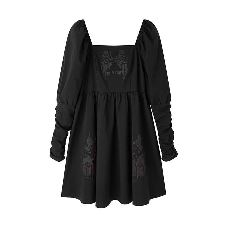 黑色印花透气舒适某合作款连衣裙