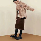 正品 秋冬保暖上衣外套晕染外套鸟撤柜女装 一线品牌 剪牌青仓L539