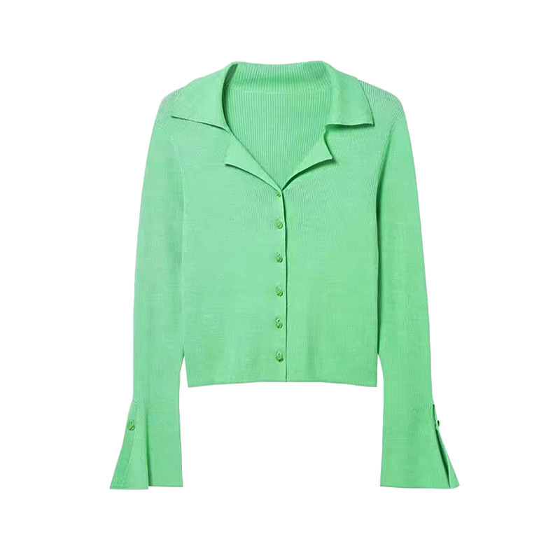 针织衫亲肤女知性喇叭袖修身开衫