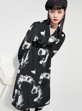 鸟家正品撤柜剪牌女装 满印两件套连衣裙A051