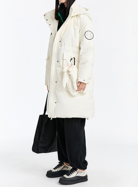 一线大品牌撒柜清仓女装秋冬保暖防风抗寒白色连帽长款羽绒服L021