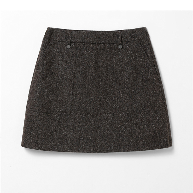 羊毛弹力短裙子复古花呢短裙折扣