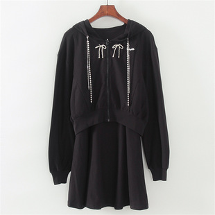 一线大品牌撒柜剪牌女装 透气亲肤舒适两件套针织连衣裙Z710