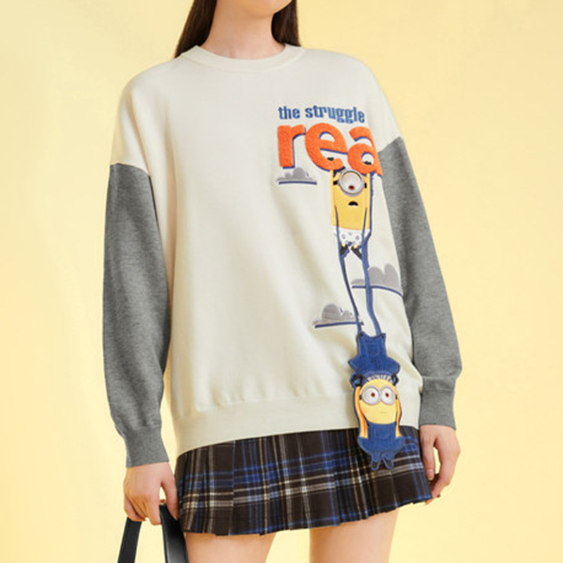 卫衣女合作系列撞色纹样线套衫