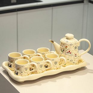 乔迁送礼礼品 创意陶瓷水具茶具小清新轻奢茶壶茶杯喝水杯子套装