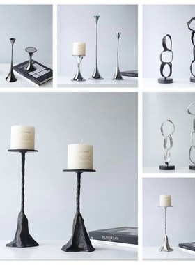 现代创意金属烛台餐桌茶几电视柜桌面玄关软装饰品工艺品摆件