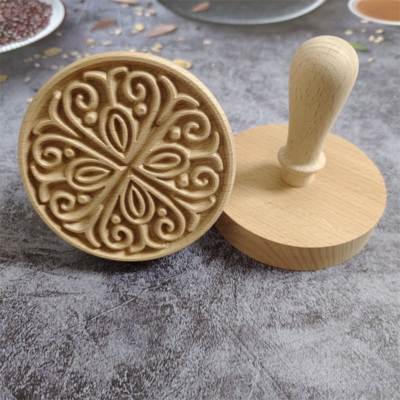 木质大号印章苏式月饼点心馒头馍馍糍粑印模压饼器木制火烧印