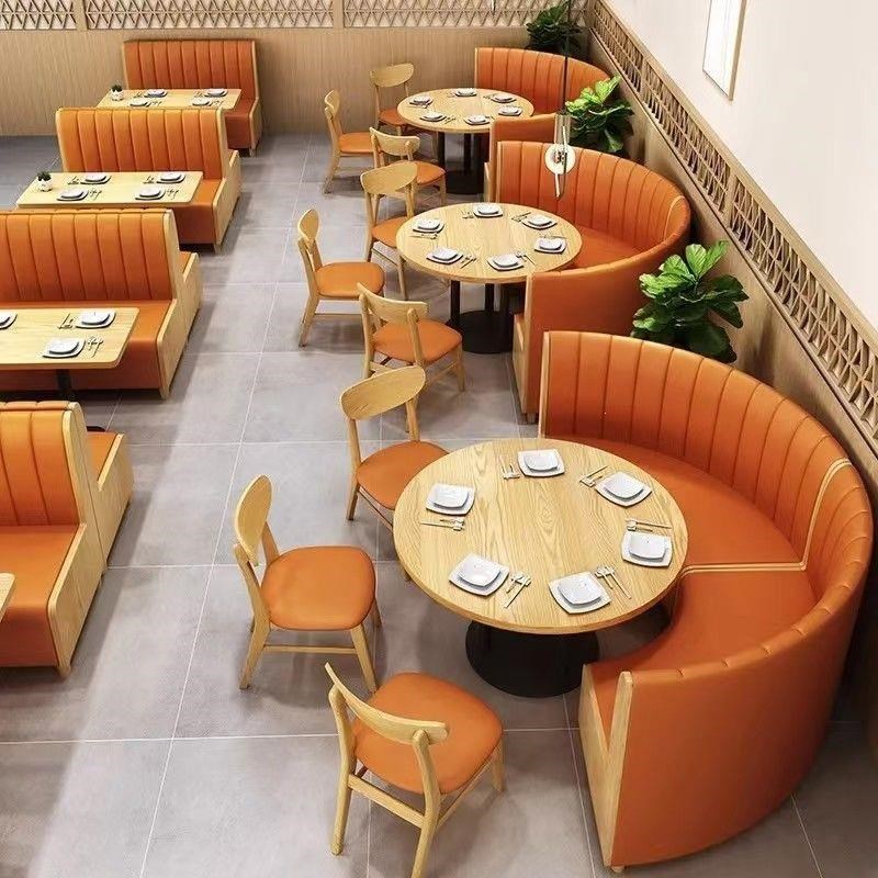 定制餐厅实木桌椅奶茶汉堡甜品小吃快餐店粉面馆靠墙卡座沙发