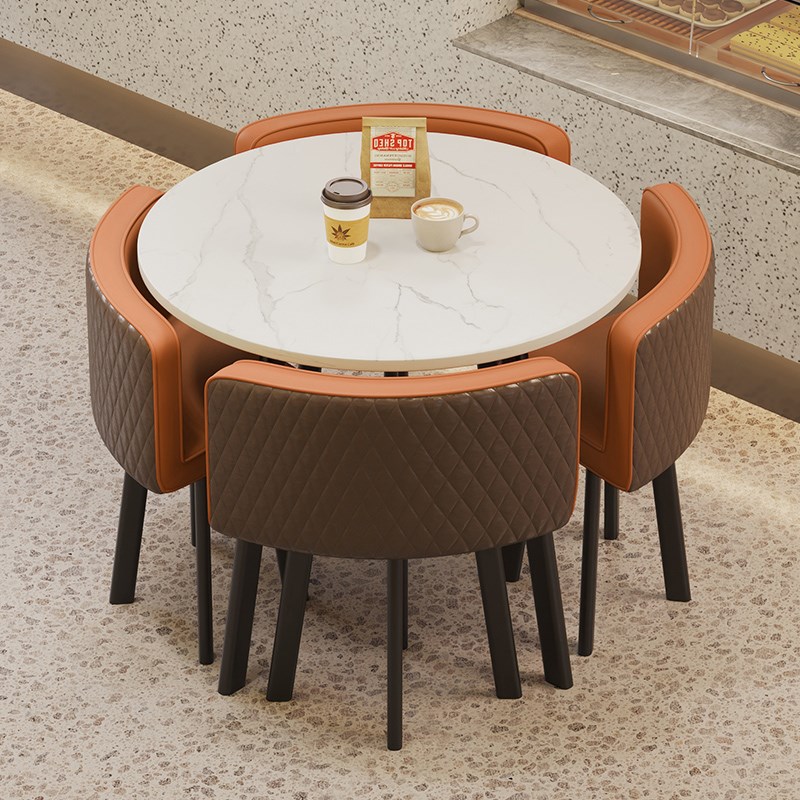 现代洽谈桌椅商铺店面圆桌商用休息会客接待休息桌子椅子