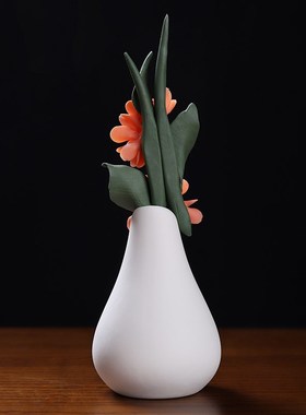 素茗月季桂花小花瓶非遗手工捏花假花仿真花陶瓷摆件茶室桌面装饰