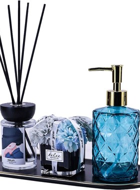 香薰托盘摆件样板间洗手池装饰样板房卫生间软饰品洗手台花艺装