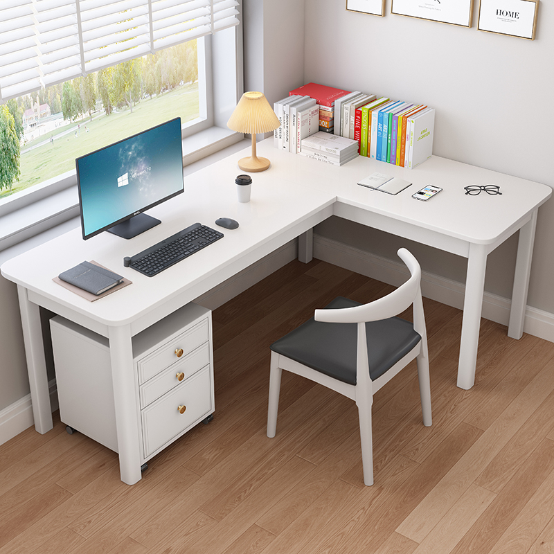 实木转角书桌L型拐角工作台办公桌家用卧室靠墙飘窗写字桌电脑桌